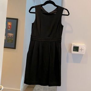 Black satin theory mini dress.
